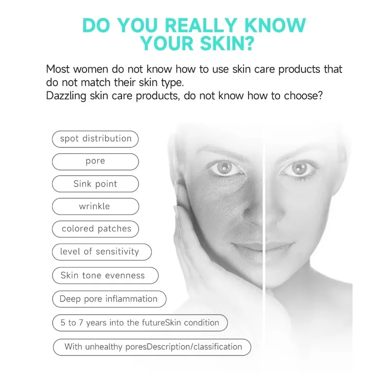 Analizator Skóry Urządzenie do Analizy Wilgoci i Pigmentacji Skóry Skaner Ciała Sprzęt do Diagnostyki Skóry Salonowej