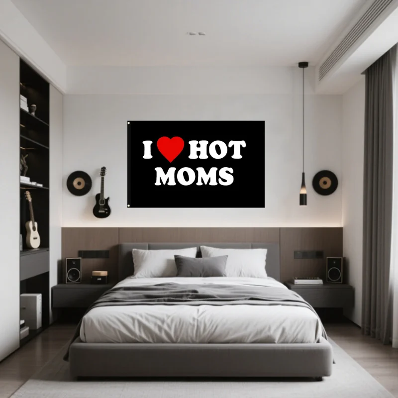 

1pc 90*150cm I Love Moms Flag - Funny Decoration Banner for Indoor Wall Hanging And Outdoor - Mother'S Day & Birthday Tapestry