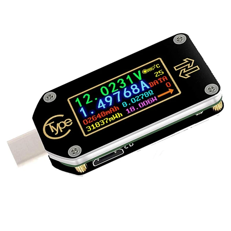 Type-C USB Tester Multimeter Bluetooth Ammeter Voltmeter Meter IPS Color LCD Display 2 Way Digital Current Voltage Meter