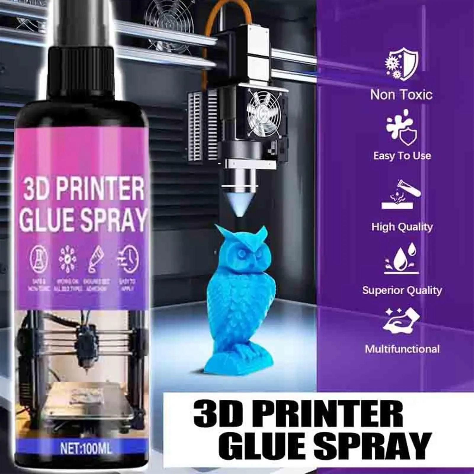 

Клей-спрей для 3D-принтеров 100 мл, предотвращающий деформацию, для долговечной печати, квилтинга, вышивки, универсальный клей