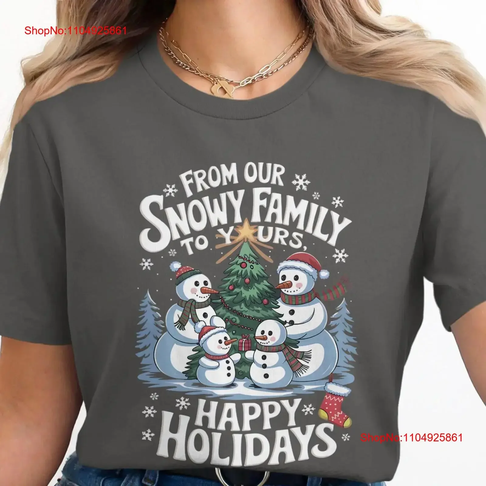 

Забавная семейная рождественская футболка со снеговиком, счастливые праздники, зимние каникулы, снежный, милый, винтажный, стильный, повседневный, универсальный, стильный