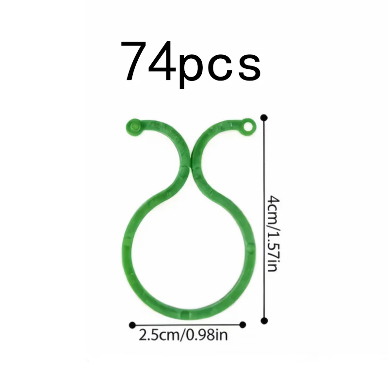 74Pcs 8-Shape Plant Clips, Multi-Use Supports for Grape Cucumber Tomato Vines