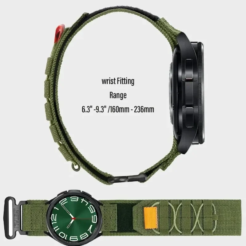 Pulseira de nylon ajustável de liberação rápida para Samsung Galaxy Watch 6 5 4 Substituição de faixa de gancho e laço