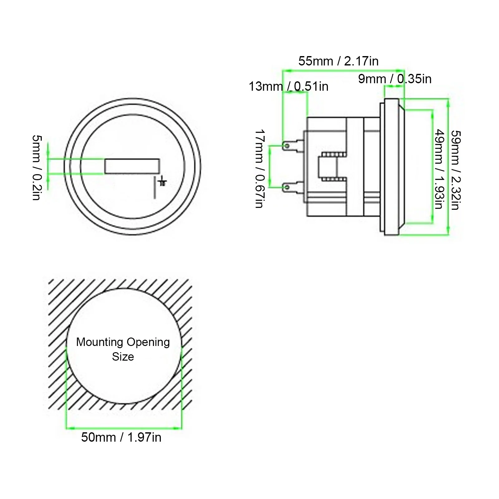 Quartz Hour Meter Round Hour Meter High Accuracy Quartz Mechanical Hour Meter for Engine Generator 6‑80VAC  Round Hour Meter