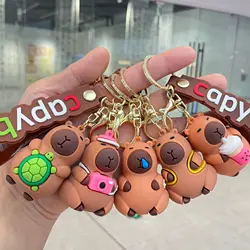 Capybara Rodent Capybara Pvc Pendant PVC Simulation Capybara Capybara Pvc Keychain Cute with Turtle Capibara Anime Keyring