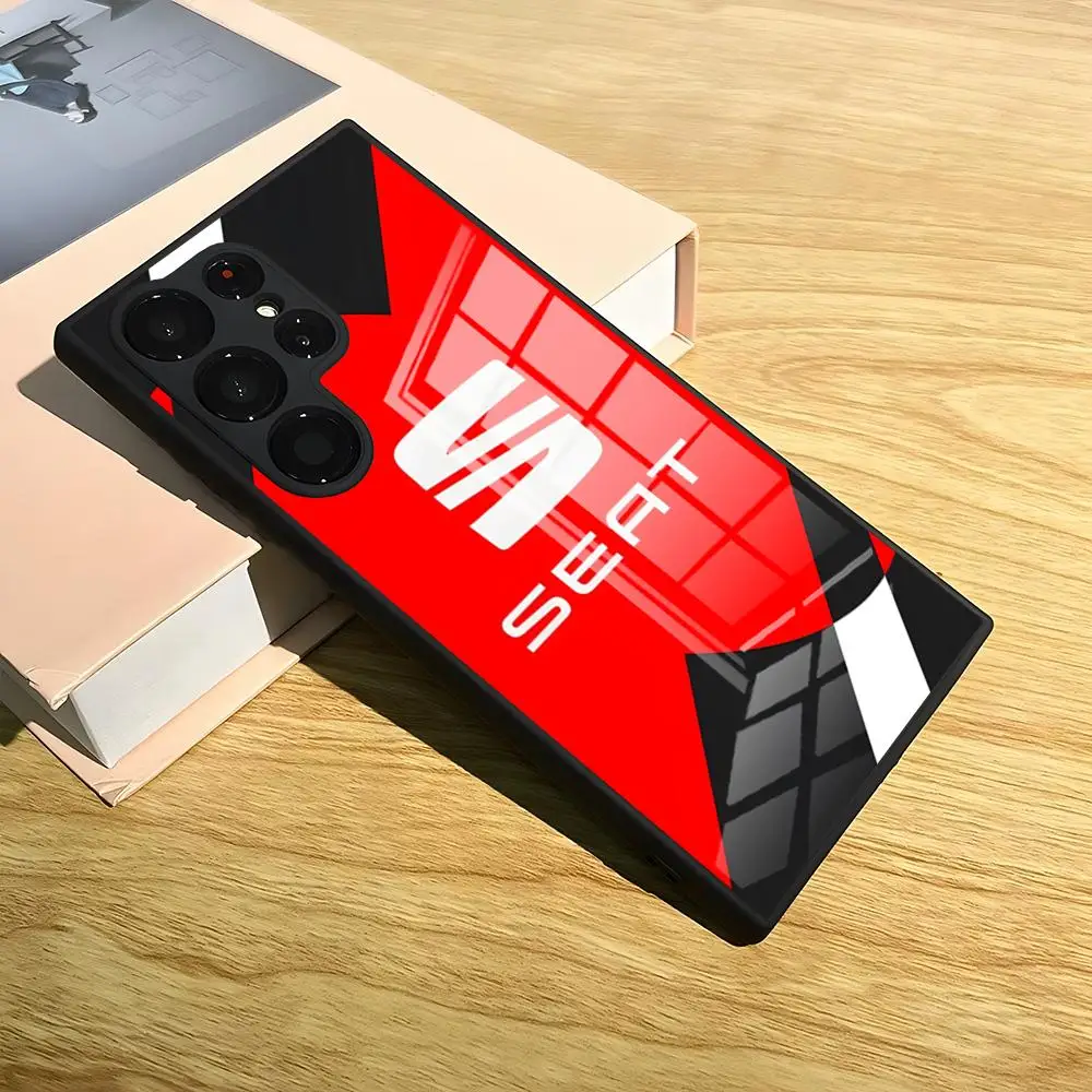 Hot S-Seat-S Car Logo Phone Case For S25 Ultra Samsung S26 S24 Fe S22 S20 S23 21 A54 A34 A53 A57 A17 A37 A16 Glass Cover