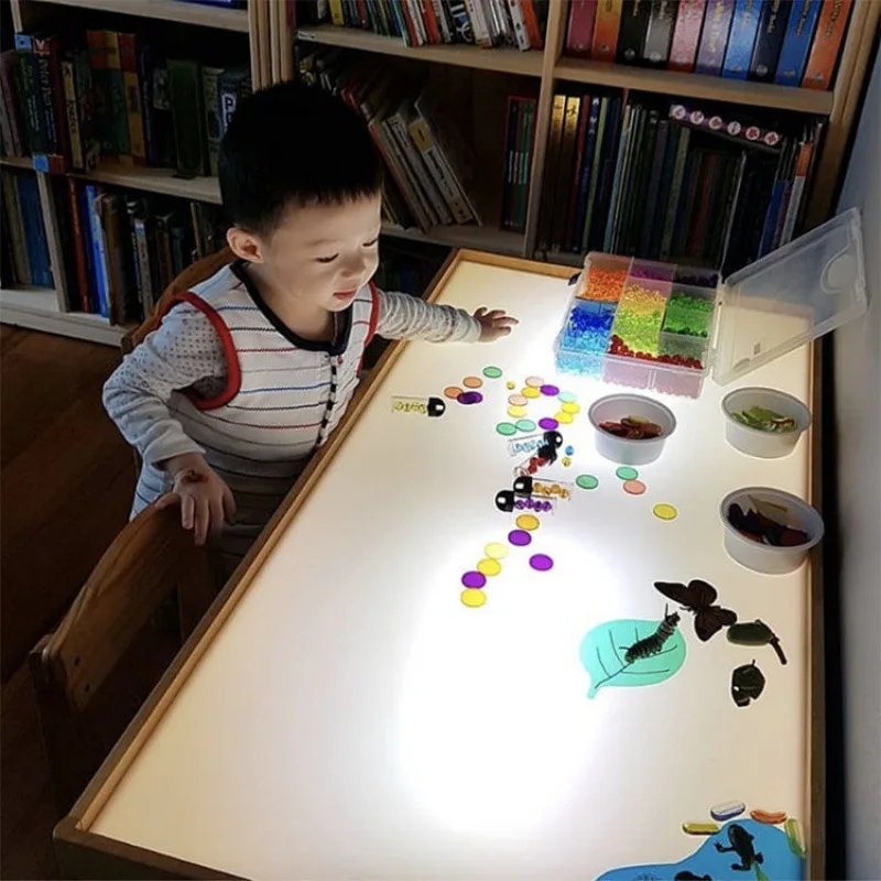 jeux enfant éducatif,Jouets sensoriels Montessori, Table lumineuse transparente, compétences en écriture, apprentissage des couleurs, jouets éducatifs pour enfants de 3 ans, jouet enfant, jouets pour enfants