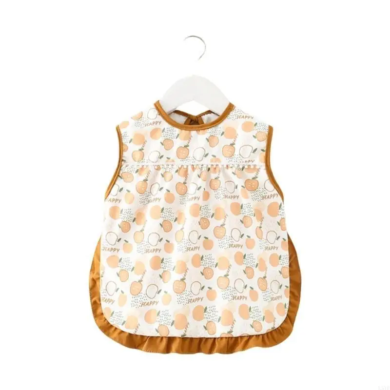 L5YF مريلة تسنين للأطفال قابلة لإعادة الاستخدام لوقت تناول الطعام مريلة مقاومة للماء بدون أكمام مريلة تسنين خفيفة الوزن للحماية