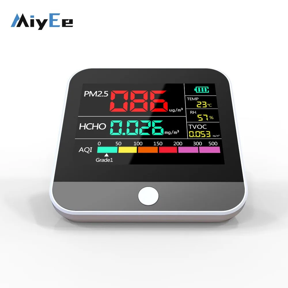 DM306 8-in-1 Air Quality Monitor Formaldehyde Detector for TVOC PM2.5/PM10/PM1 AQI TEMP Humidity
