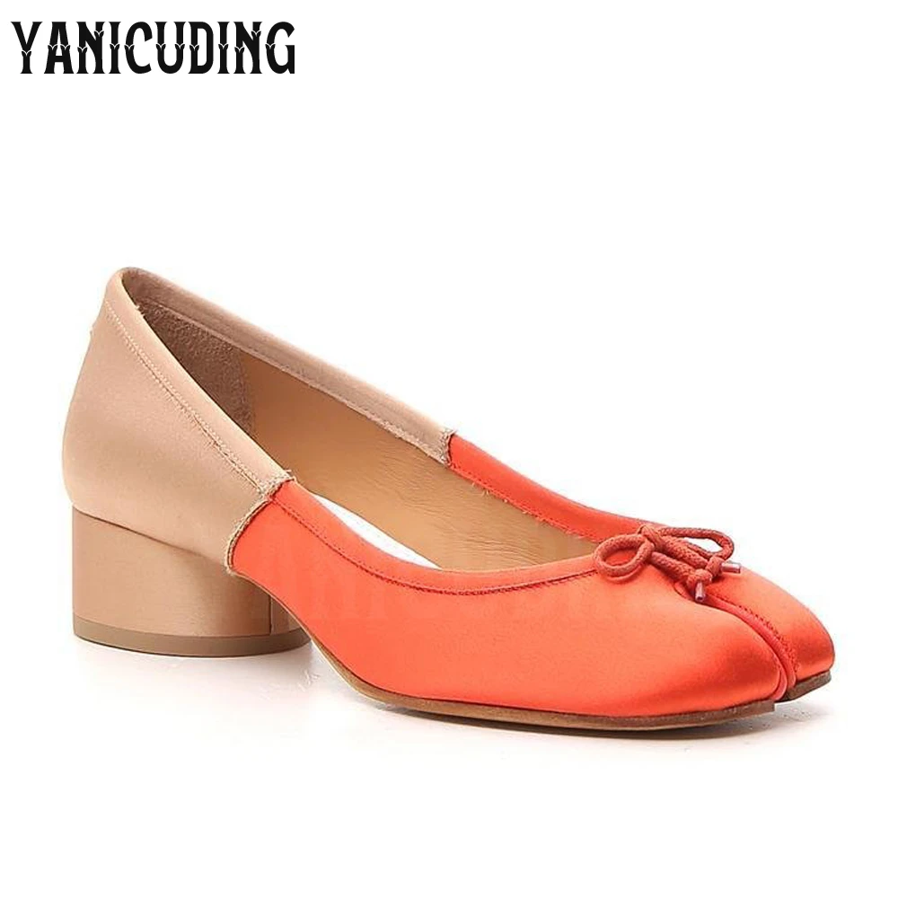 

Mixcolour Satin Tabi Ballerina Pumps for Women Champagne Orange Slip-On Style Shoes Novelty Designer Handmade Women's Ballerinas