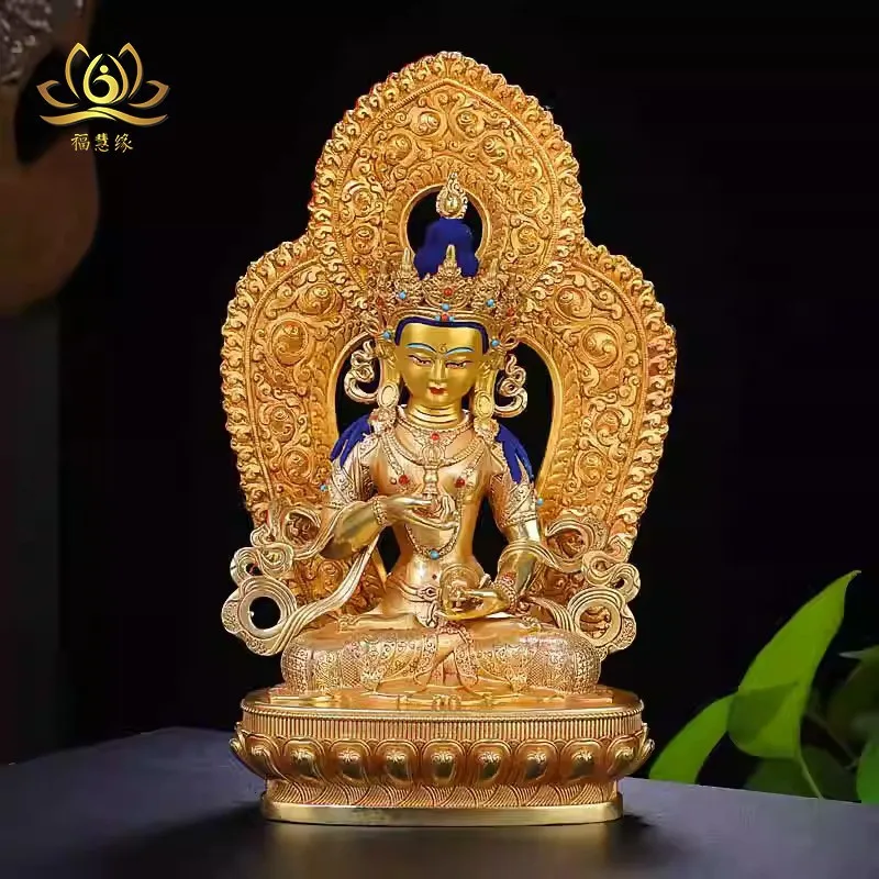 Vajrasattva Buddha , brass, fully gilded, Tibetan Buddhist altar for enshrining a bodhisattva statue
