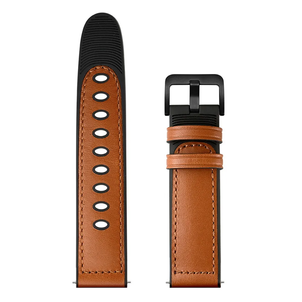 22mm 20mm Leather + Silicone strap for Huawei watch 3 GT2/Active 2/Amazfit GTR comfort bracelet strap for Samsung Galaxy watch 6