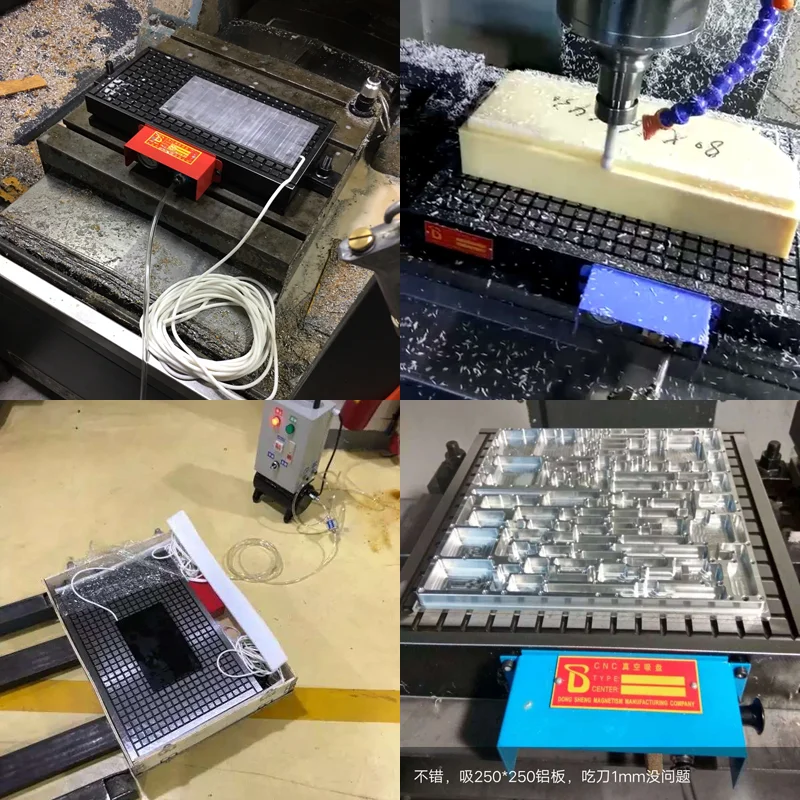 A pressão automática industrial do centro de processamento do copo da sução do vácuo do cnc 300*300mm que mantém a placa de alumínio pneumática da tabela