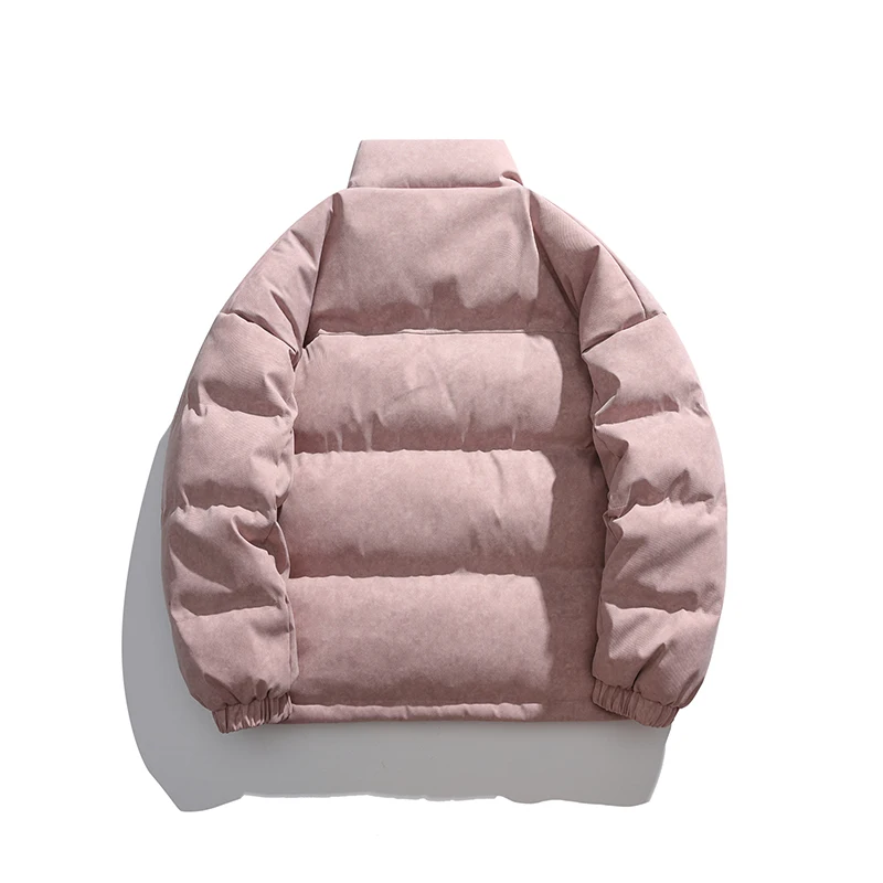 Trendy Versatile Cotton Jacket for Men Thick Warm Casual Style Couple Matching Outerwear Pure Color Youth Leisure Coat