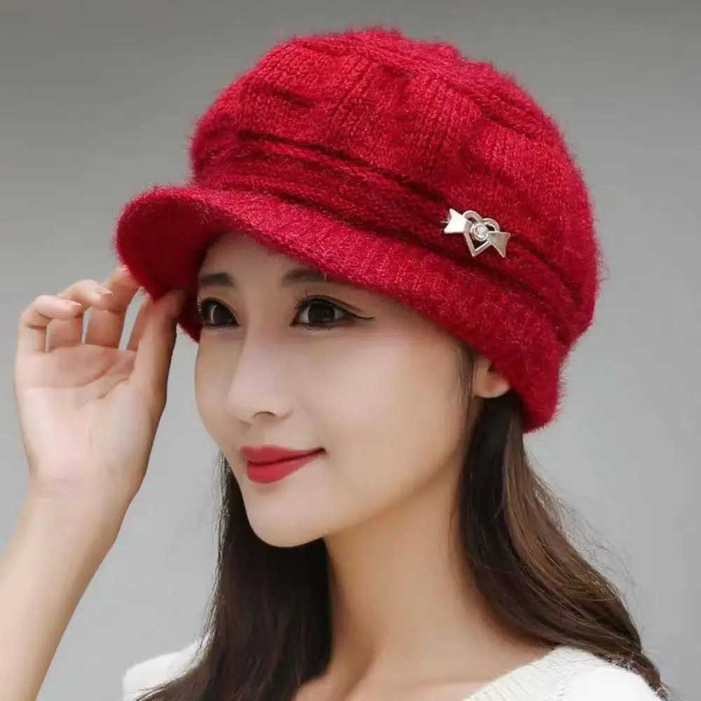 Fashion Knitted Knitted Hat Windproof Keep Warm Pumpkin Beret Hat Ear Guard Winter Hat Beanies Middle Aged