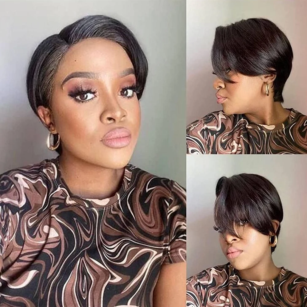 

Pixie Cut Wig Transparent Lace Human Hair Wigs For Women Straight Short Bob Wig Lace Wig Prepluck Brazilia Human Hair Remy Hair