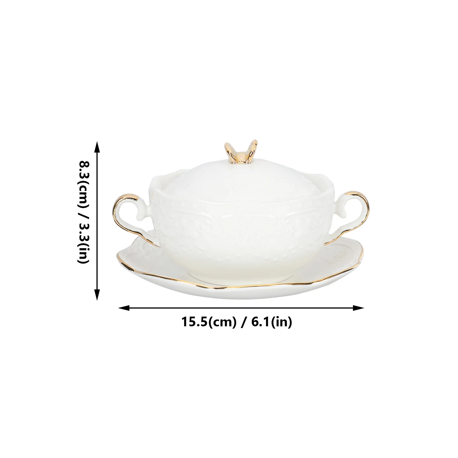 

1Set Embossed Flower Double Handle Dessert Bowl Ceramic European Style Fruit Salad Soup Storage Container Heat Resistant