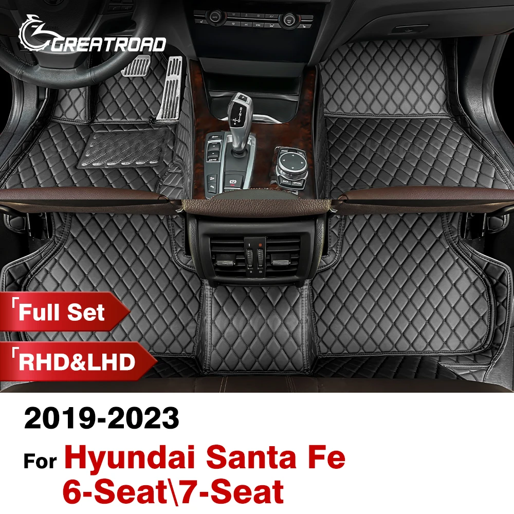 Car Floor Mats For Hyundai Santa Fe 6/7 Seats 2019 2020 2021 2022 2023 Custom Auto Foot Pads Carpet Cover Interior Accessories