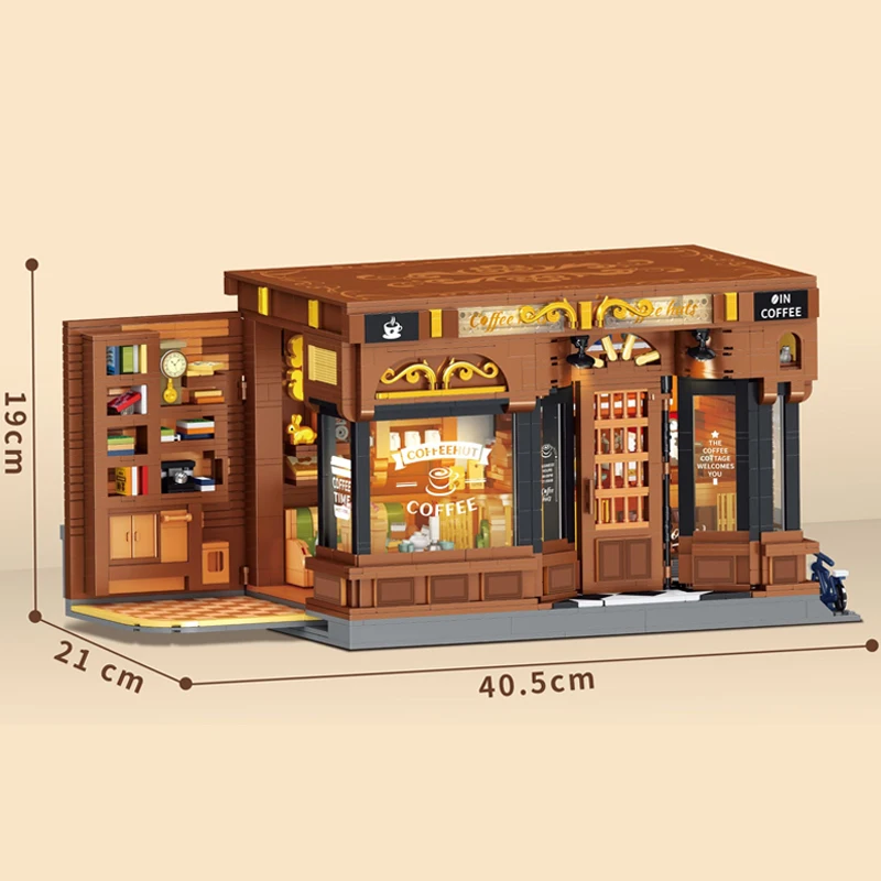 مقهى البيت وحدات المباني كتل مدينة عرض الشارع شقة مخزن العمارة الطوب أطقم منمذجة الكبار طفل هدية 1904 قطعة #5