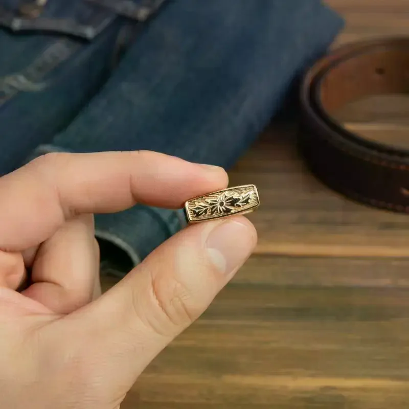 Classic Retro Floral Engraved Belt Buckle - Vintage European & American Style Metal Pin Buckle