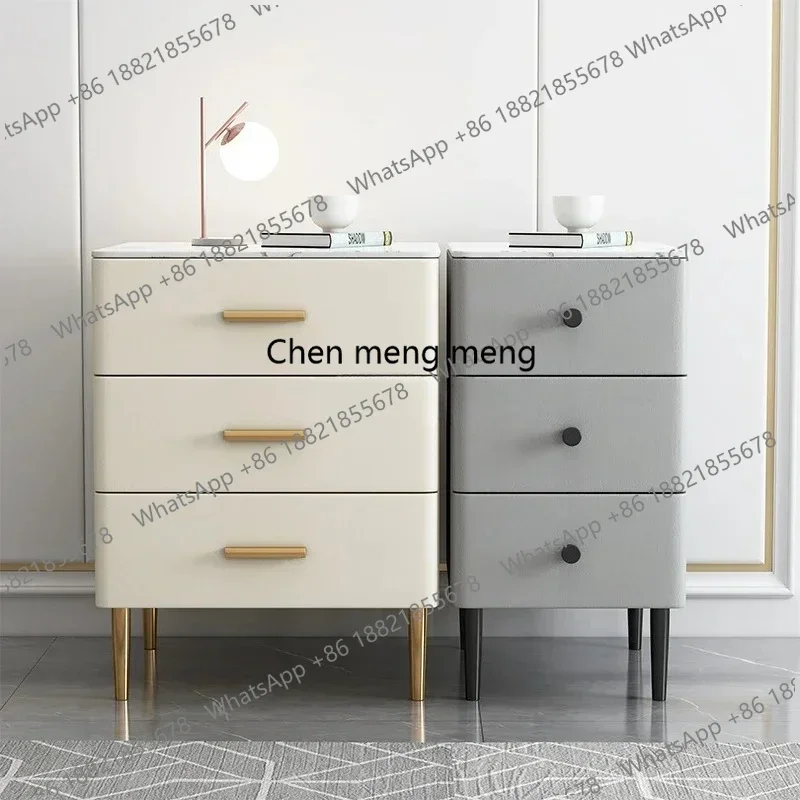 

Z136Simple and modern three-layer ultra-narrow all-solid wood rock slab bedside table free installation