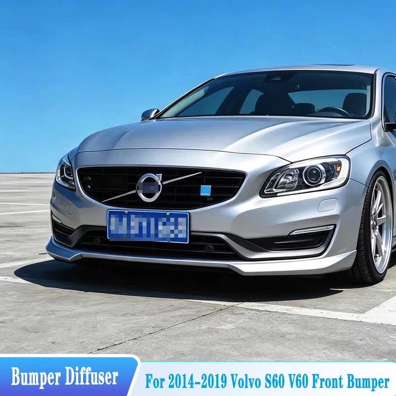 For 2014-2019 Volvo S60 V60 Car Front Bumper Diffuser Splitter Spoiler Flow Baffle Corner Protector Car Exterior Kit Accessories