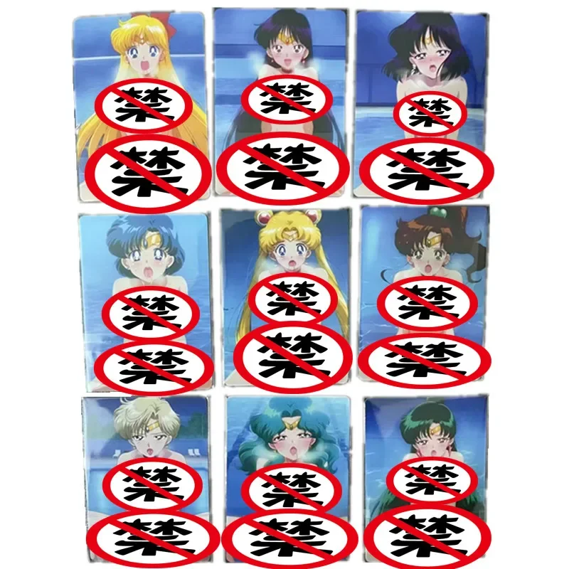 9Pcs/set Anime Sailor Moon Usagi Tsukino Ami Mizuno Rei Hinano Makoto Kino ACG heroine Sexy Nude Card Toy Gift Collection Card