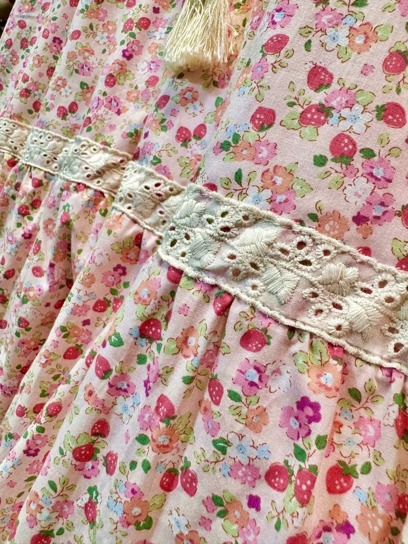 Cotton Lace Patchwork Victorian Rococo Sweet Midi Dress for Women Vintage Retro Chic Summer Lolita Mori Girl Evening Long Dress