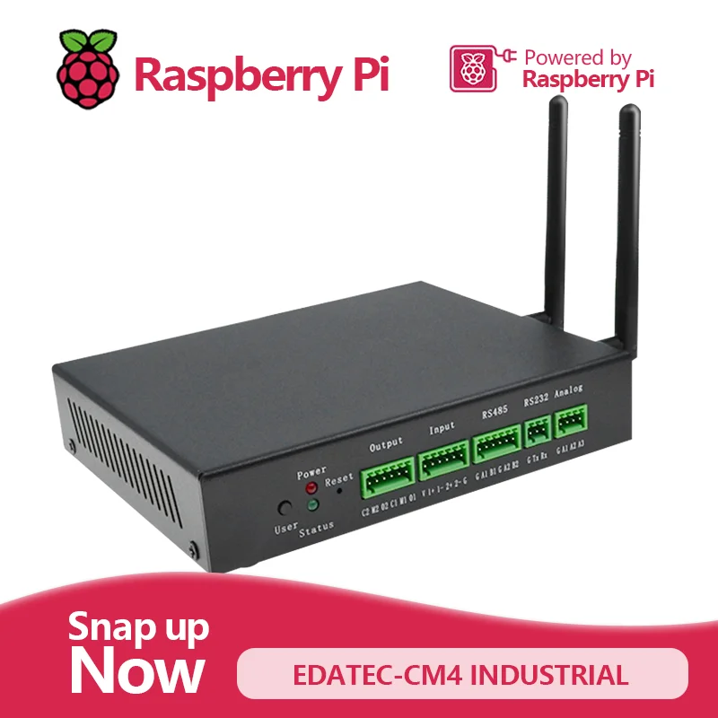 Broadcom BCM2711 EDATEC CM4 Industrial Computer Carrier Board based on Raspberry Pi CM4 Dual Ethernet Port Data Logger