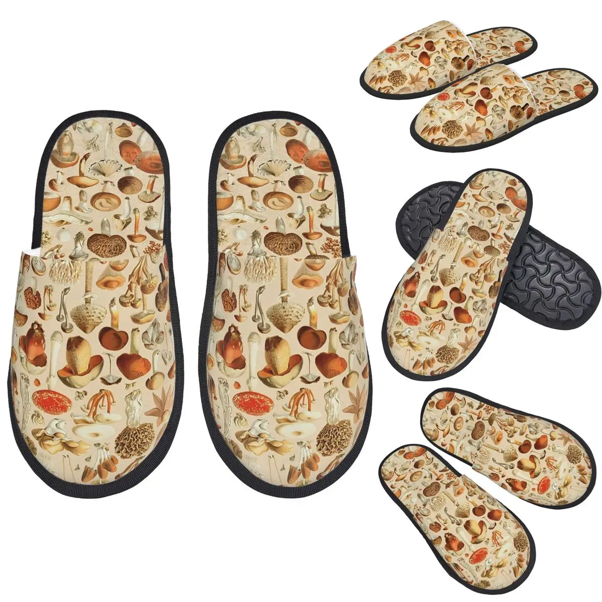Custom Vintage Mushroom Designs Collection Slippers Memory Foam Warm Soft Women House Slipper Indoor Cozy Shoes