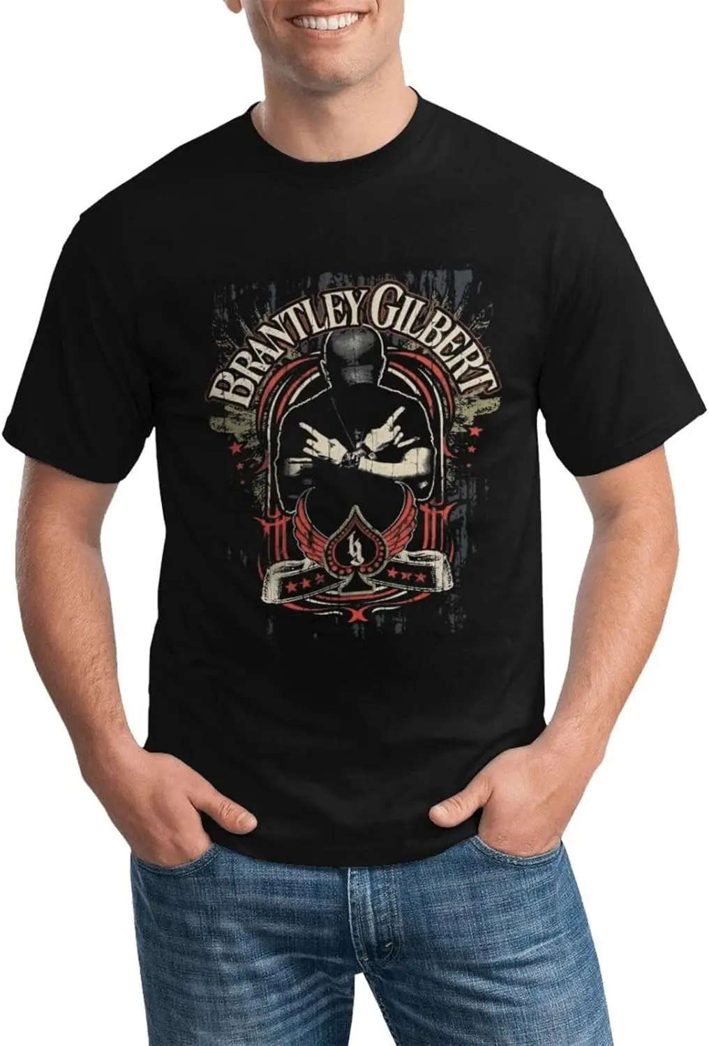 Brantley Music Gilbert Shirt Men's Personalised Short Sleeve T Shirt Fashion Graphic Tees Cool Casual Tops Black