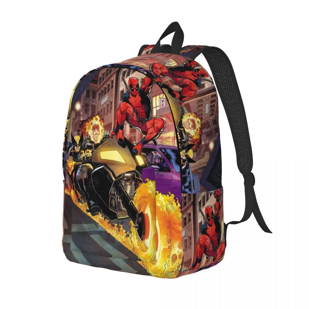 Custom Spiderman And Ghost Rider Canvas Backpack for Boys Girls Comic School College Travel Bags Bookbag Fits 15 Inch Laptop