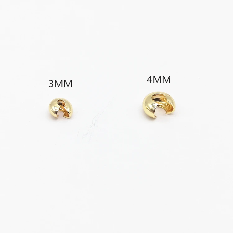 50PCS 14K gold Color Plated Crimp Covers Clasps Wrapped Cord Buckle Connectors Fit bracelet necklace For Jewelry Making