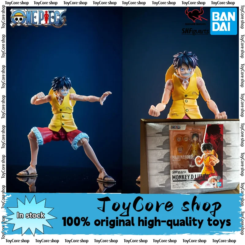 Bandai Original Anime Figure One Piece S.H.Figuarts MONKEY.D.LUFFY -MARINEFORD- Action Figurine Toys Model Toy Gift for Children