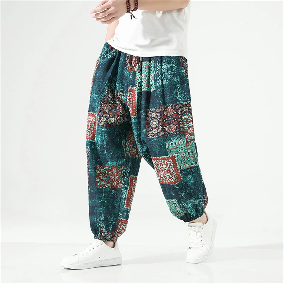 Vintage Pants Men Loose Harem Pants Hip Hop Streetwear Jogger Pants Male