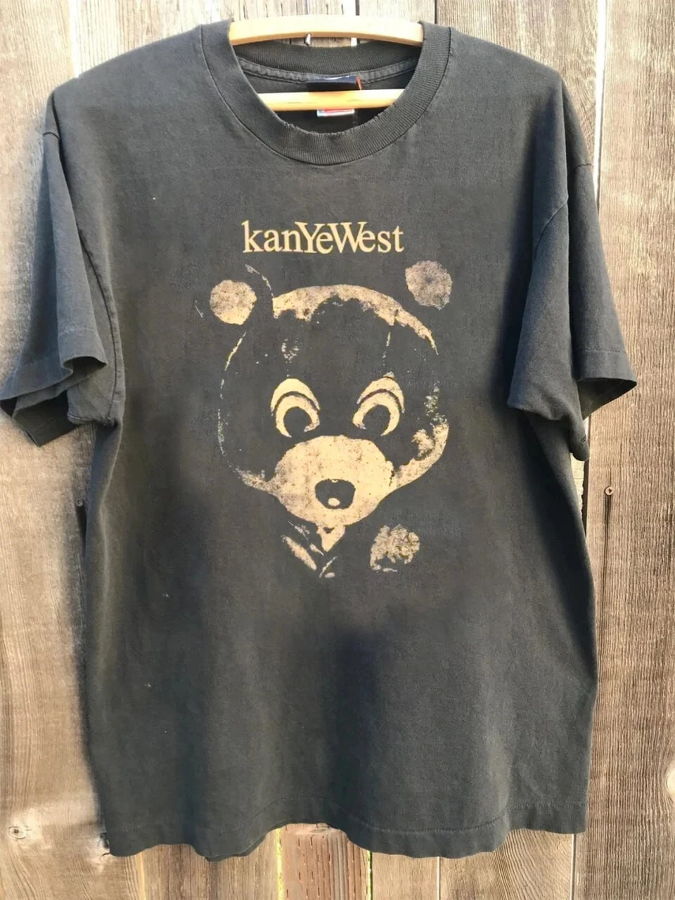 Men's Retro Kanye West College Dropout Bear Pattern T-shirt - Street Hip Hop T-shirt Fan Gift Printed  T-shirt