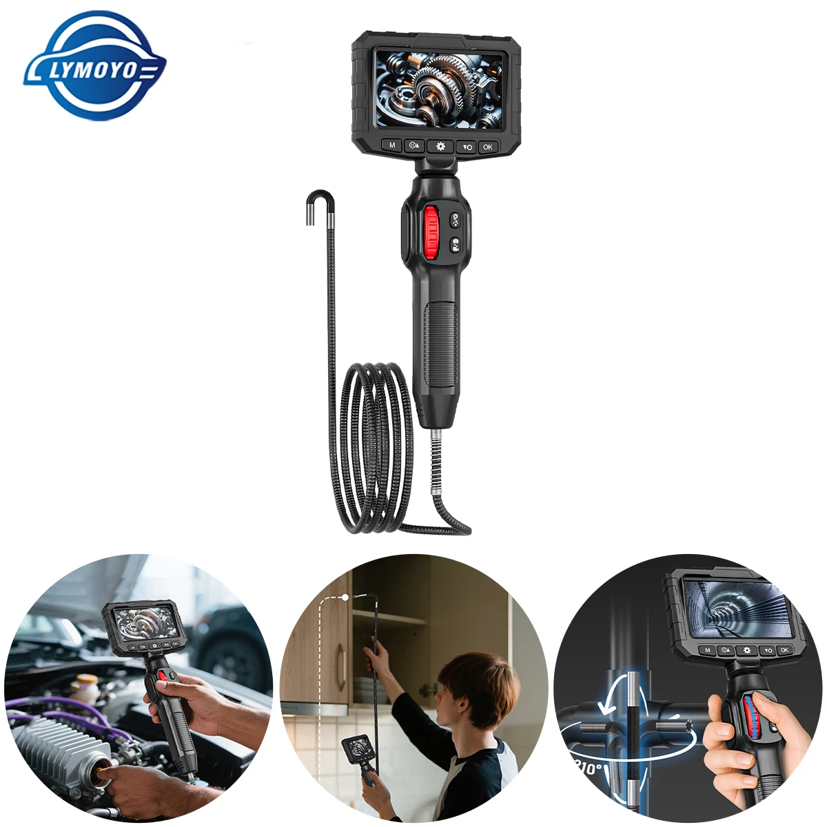 

4,3 ДЮЙМА Smart 360 ° Вращающаяся промышленная эндоскопическая камера 1920x1080P, экран U400, инструмент для автоматического проверки и обслуживания, зарядка типа C