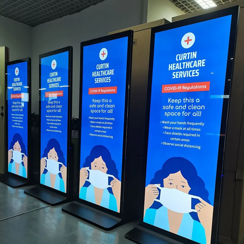 จอแสดงผลดิจิทัลแบบตั้งพื้นสำหรับโฆษณาในร่ม ขนาด 65, 70, 86 นิ้ว แบบเต็มหน้าจอ LCD พร้อมพอร์ต USB และ WiFi