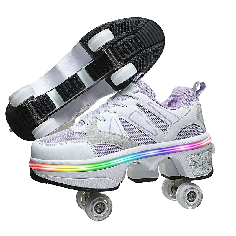 Roller Skates Inline Skates Retractable Skates Women\'s Sneakers Men\'s Sneakers Cool Girls Street Skateboarding Luminous Shoes