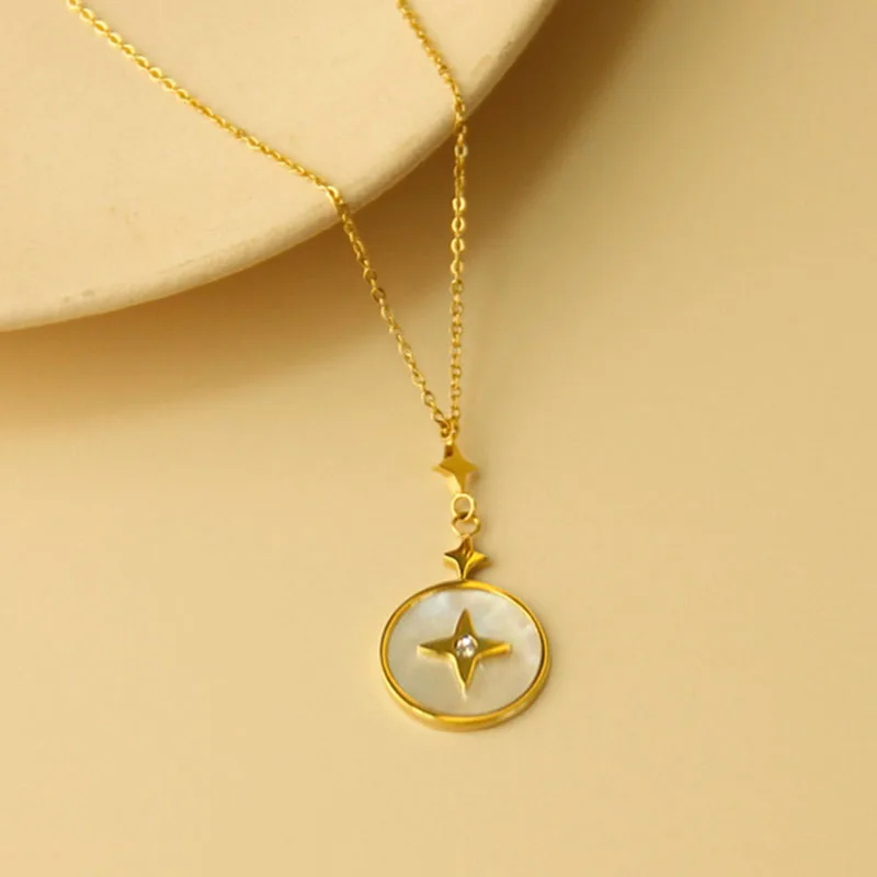 

Titanium Steel Round Star Necklace for Women Top Designer Jewelry High Quality Pendant Chains Temperament Wedding Party Gift