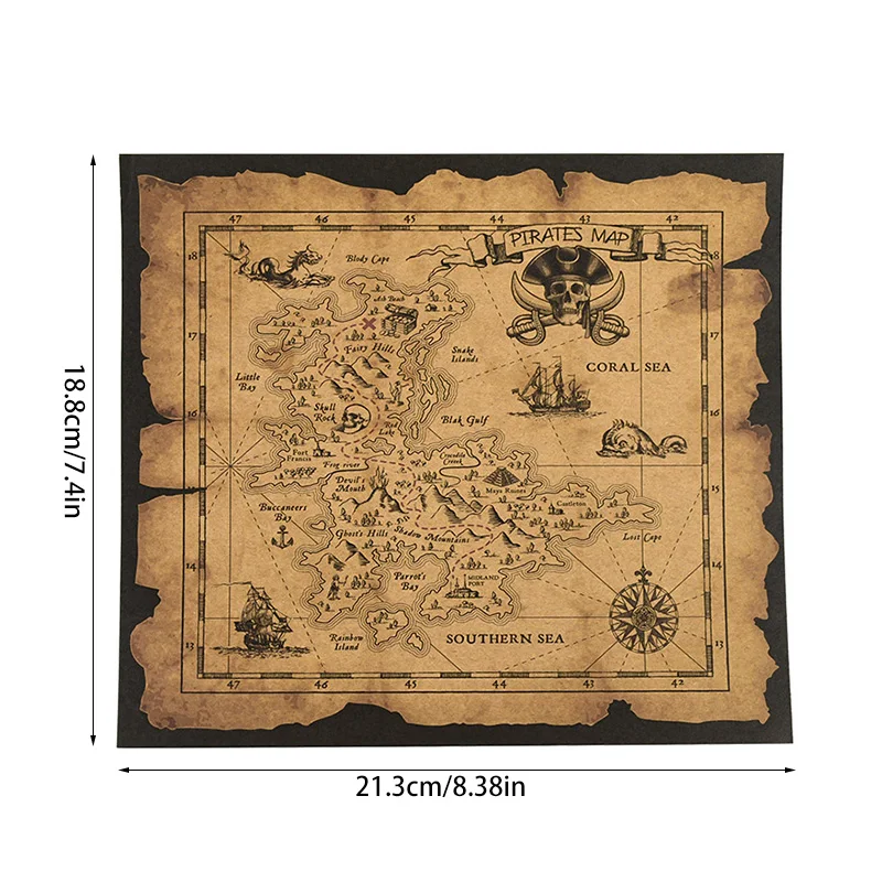 Pirate Map Vintage Retro Kraft Decorative Poster Maps Halloween Party Photography Backdrop Island Treasure Map Gifts Kids Favor