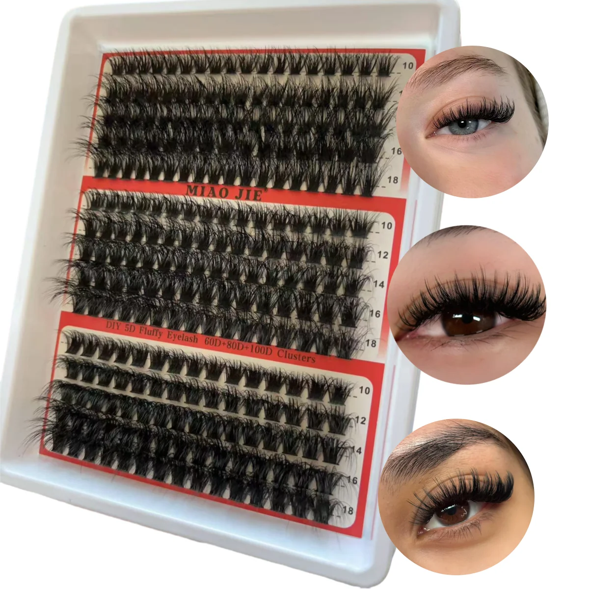 MIAOJIE 15Rows DIY 5D Fluffy Lash Clusters 60D/80D/100D Thick Eyelash Clusters Wispy Individual Lashes 10-20mm Cluster Eyelash E