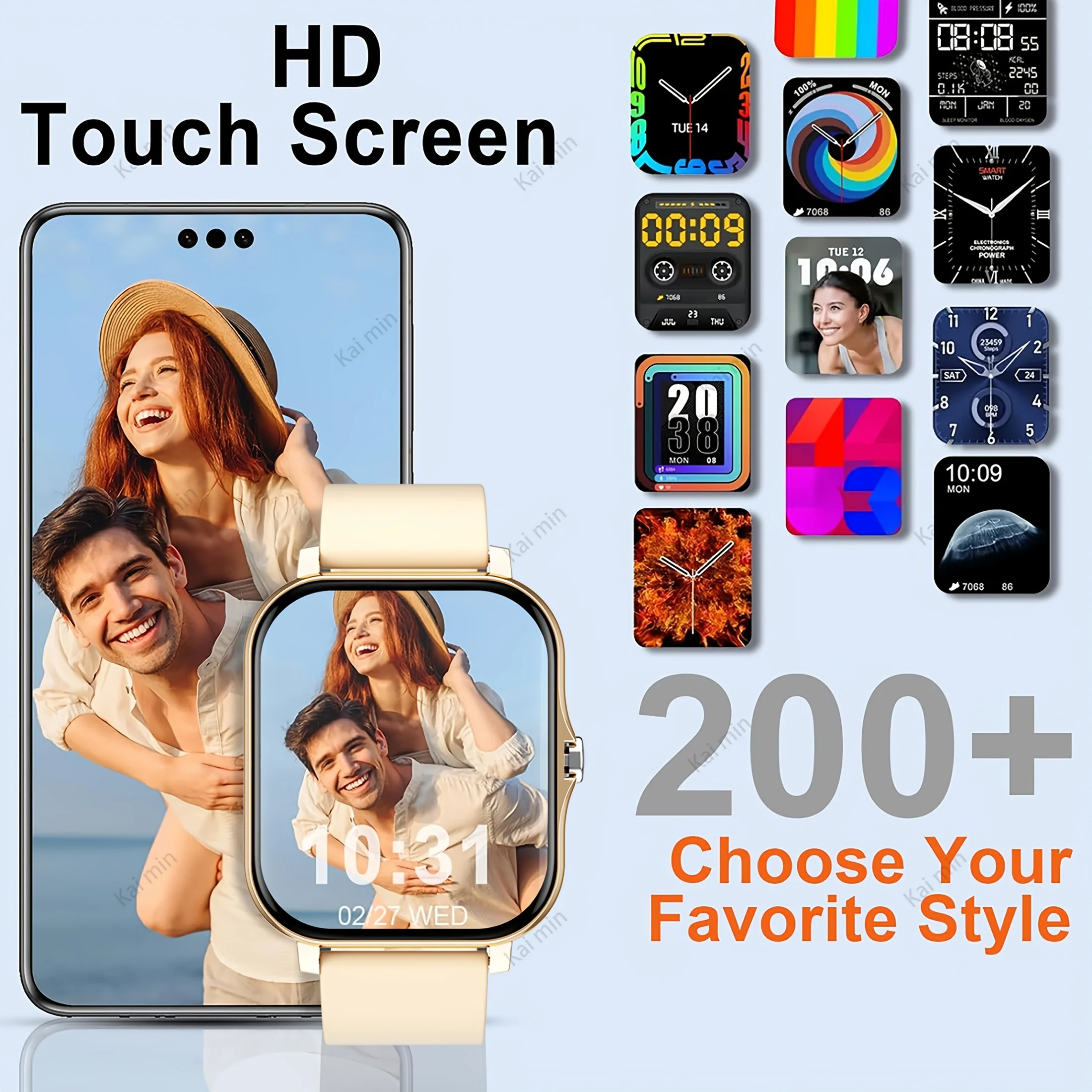 2025New ترقية ساعة ذكية للرجال والنساء 1.83 بوصة شاشة لمس كاملة BT دعوة مراقبة الرياضة SmartWatch للهاتف أندرويد و IOS