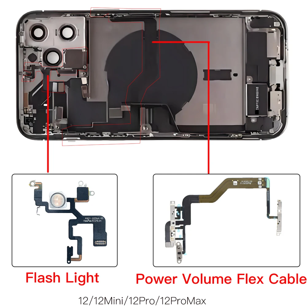 Flash Light Lamp Flex Cable Replacement For iPhone 12 Mini Pro Max And Power Volume Button Flex Cable