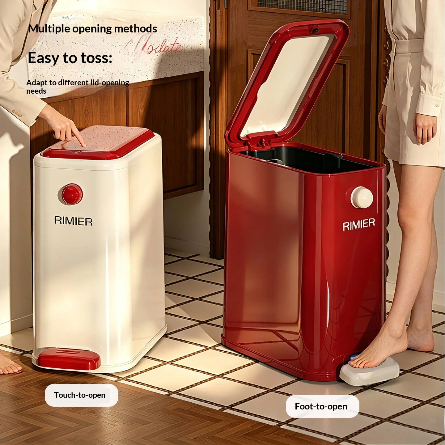 Vibrant Stylish Slim Foot Pedal Trash Can with Push Lid Narrow Gap Space Saving Waste Bin for Bathroom Toilet Home Use