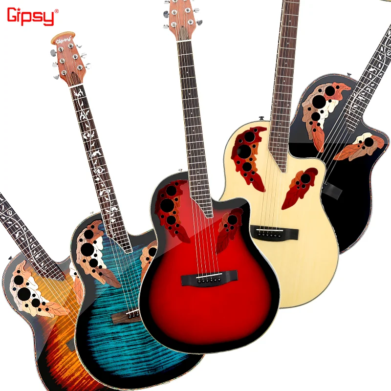 Ovation Model 41 36  38 40 inch Solid Folk Guitar Grape soundhole  Electric Box  Carbon fiber Children Black Blue Purple Red