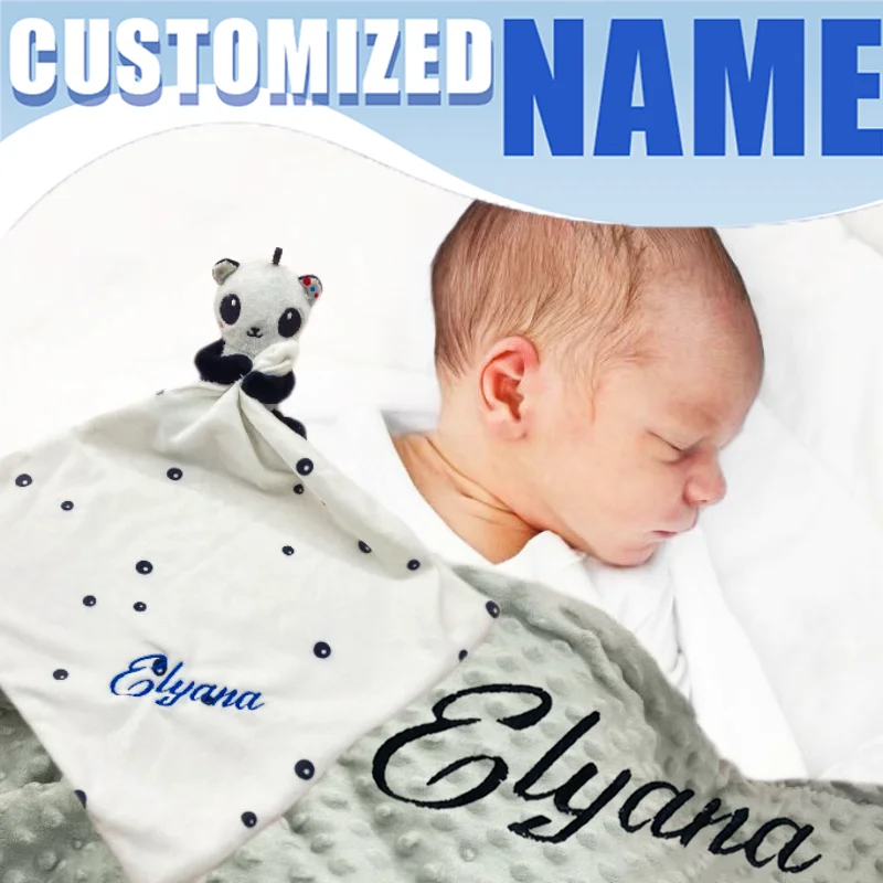 

Custom Name Baby Blanket Set Newborn Stroller Sleeping Dolls Swaddle Blanket - Unique Baby Shower Gift