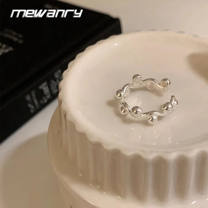 Mewanry Balls Wavy Finger Rings For Women Girls Fashion Minimalist Creative Design Elegant Unique Cute Daily Party Jewelry Gifts