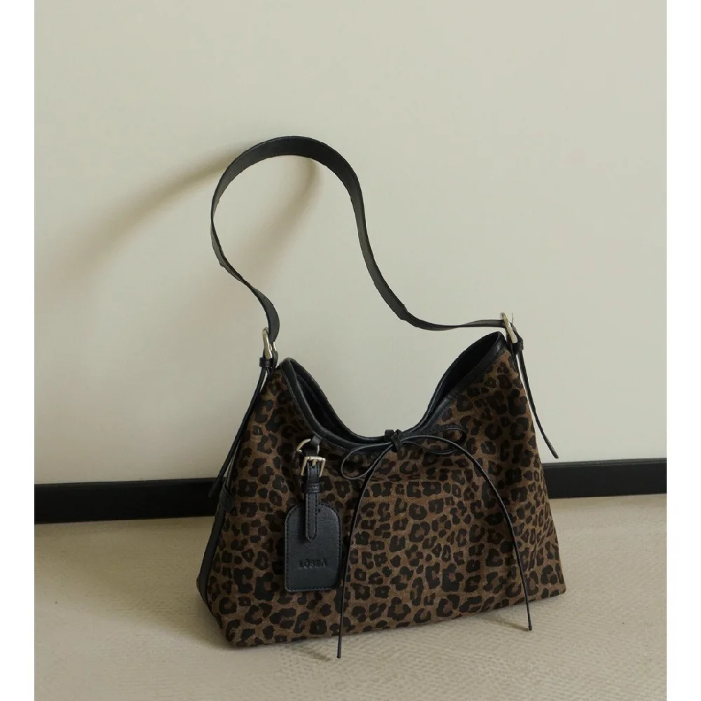 Leopard Print Hobo Armpit Bag Ladies 2024 New Vintage Shoulder Bag Handbag, Delicate Leopard Print Shoulder Bag