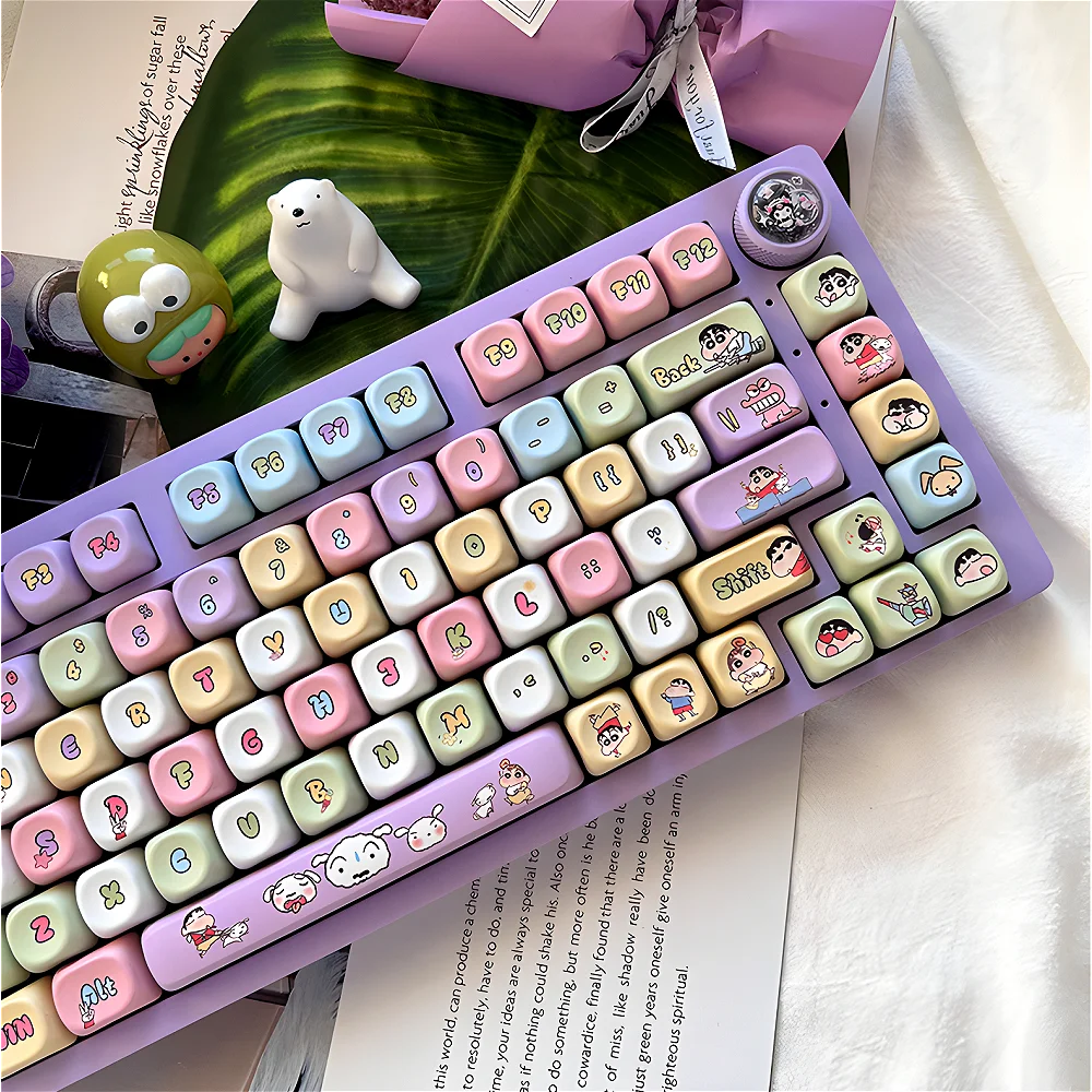 

MOA Keycaps PBT Heat Sublimation Cute Cartoon Crayon 135 Keys for 60/64/84/98/108 Gaming Mechanical Keyboard MX Switch